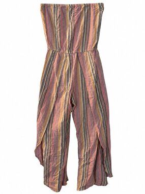 DREW Sunset Stripe Strapless Wide Leg Jumpsuit M Boho